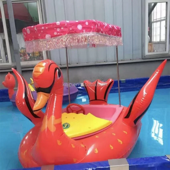 Factory sale Amusement park duck swan plastic water bumper boats, electric boat with LED light inflatable pool hand rowing